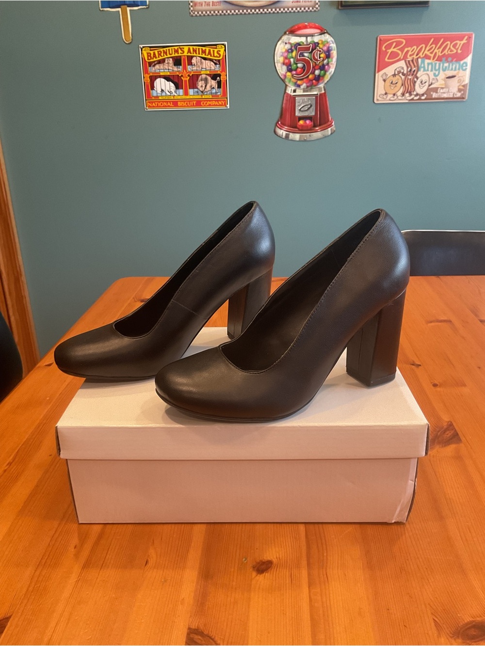 J. JILL AMBER BLOCK HEEL PUMPS WOMENS SZ 8 BLACK LEATHER UPPER NEW IN BOX UNWORN